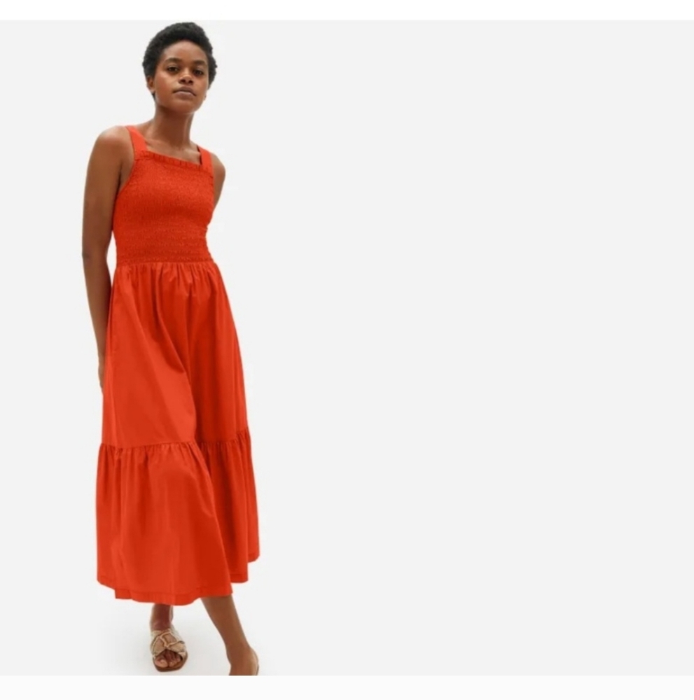 Everlane Red Gauze Smocked Maxi Dress